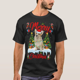 T-shirt Corgi Chien Lumières Arbre Noël Santa Corgi Noël