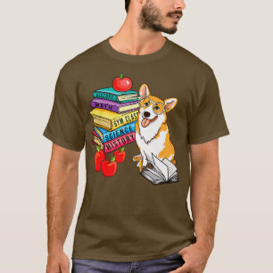 T-shirt Corgi Chien Lunettes de soleil École Livres Premie