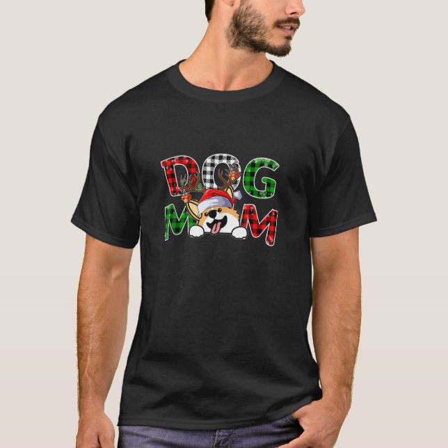 T-shirt Corgi Chien Maman Buffalo Jeu de Noël Pajama Reind (Devant)