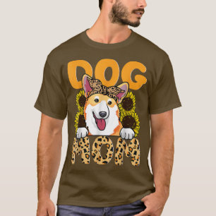 T-shirt Corgi Chien Maman Vie Mama Tournesol Leopard Messy