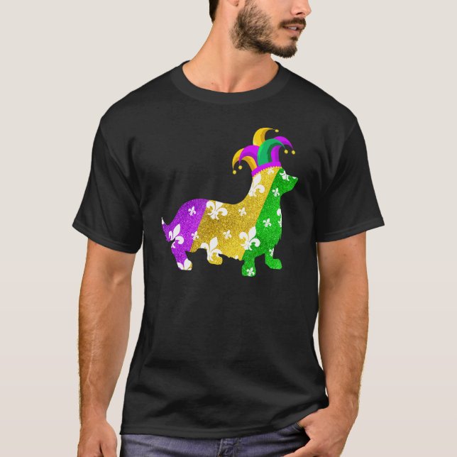 T-shirt Corgi Chien Mardi Gras Carnavals Amusant Chiot (Devant)