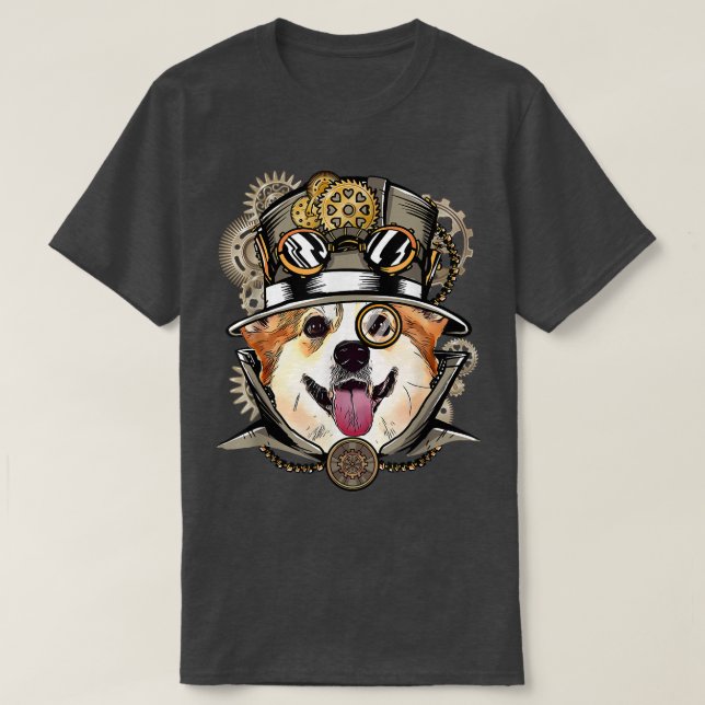 T-shirt Corgi Chien médiéval victorien gothique Steampunk (Design devant)