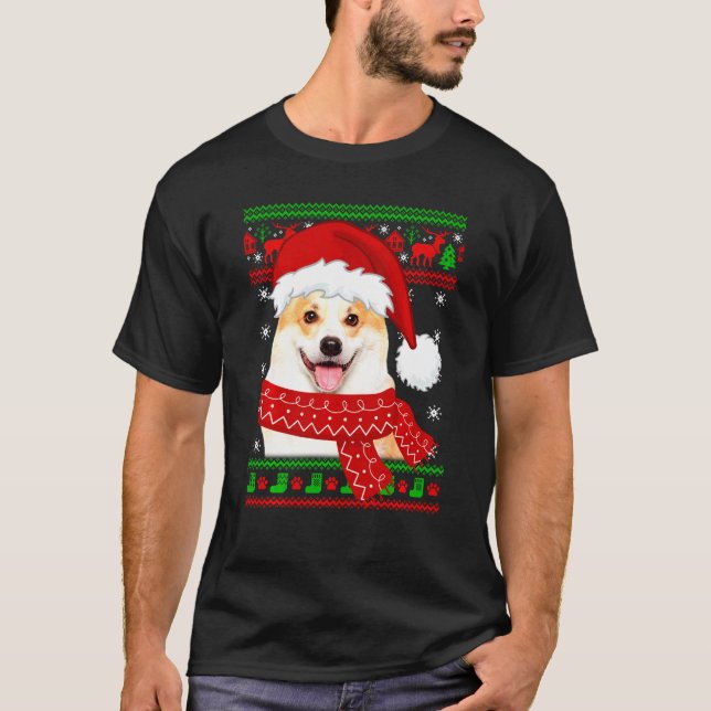 T-shirt Corgi Chien Pull Ugly Noël Chien Chiot Amoureux (Devant)