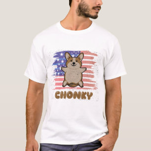 T-shirt Corgi Chonky Drapeau USA Patriotique Cadeau Drôle 