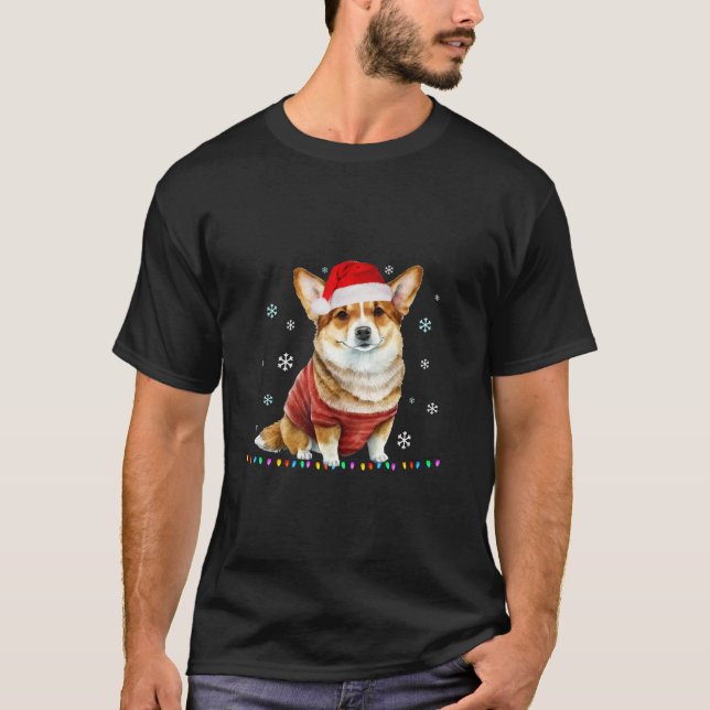 T-shirt Corgi Christmas Tree Chien Père Noël Joyeux Corgma (Devant)