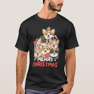 T-shirt Corgi Christmasree Joyeux cadeau de Noël