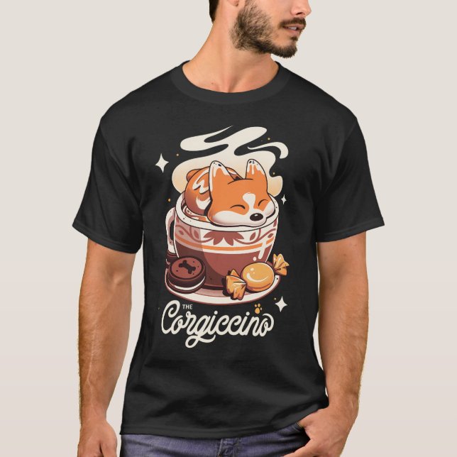 T-shirt Corgi Coffee Break - Chien mou (Devant)