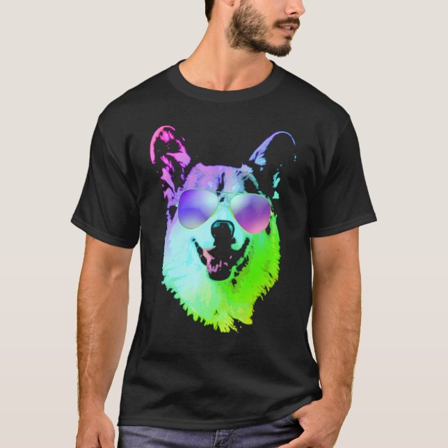 T-shirt Corgi Cool Avec Lunettes De Soleil (Devant)