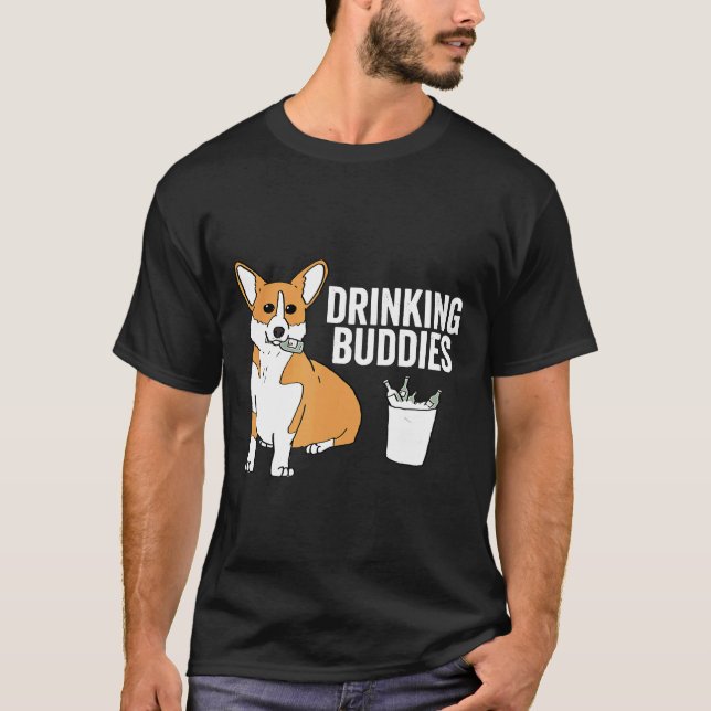 T-shirt Corgi Copains de Boisson  Chien (Devant)