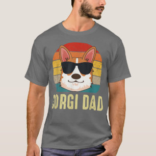 T-shirt Corgi Dad Sunglasses Retro Sunset Fun Corgi Dog Fa