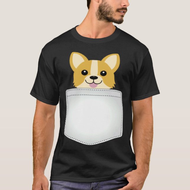 T-shirt Corgi dans la poche de poitrine (Devant)