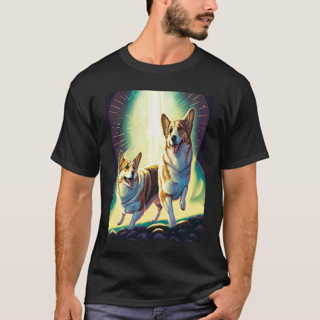 T-shirt Corgi dans l'espace avec des donuts Mignons garçon (Devant)