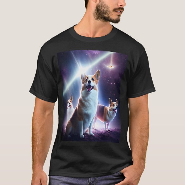 T-shirt Corgi dans l'espace avec Donuts Mignon Corgi Garço (Devant)