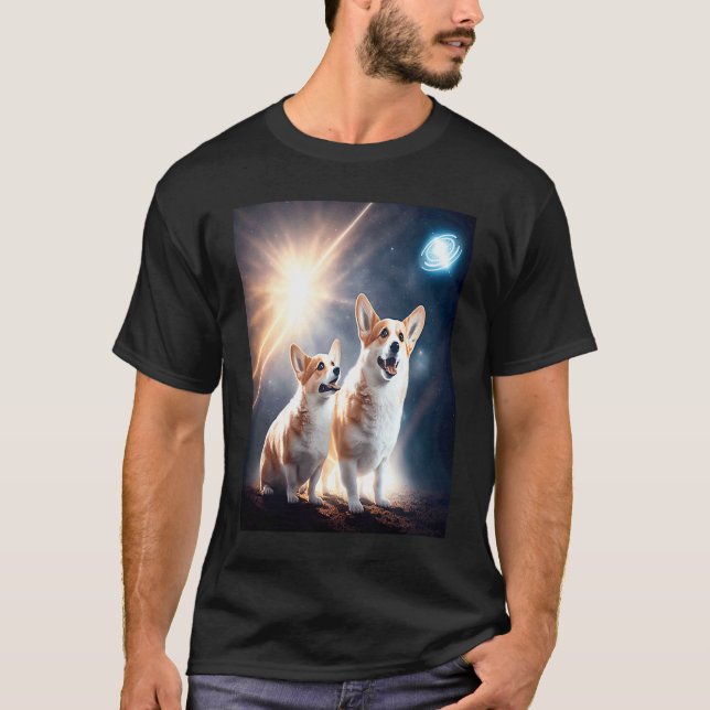 T-shirt Corgi dans l'espace avec Donuts Mignon Corgi Garço (Devant)