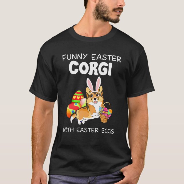 T-shirt Corgi de Pâques avec œufs de Pâques (Devant)