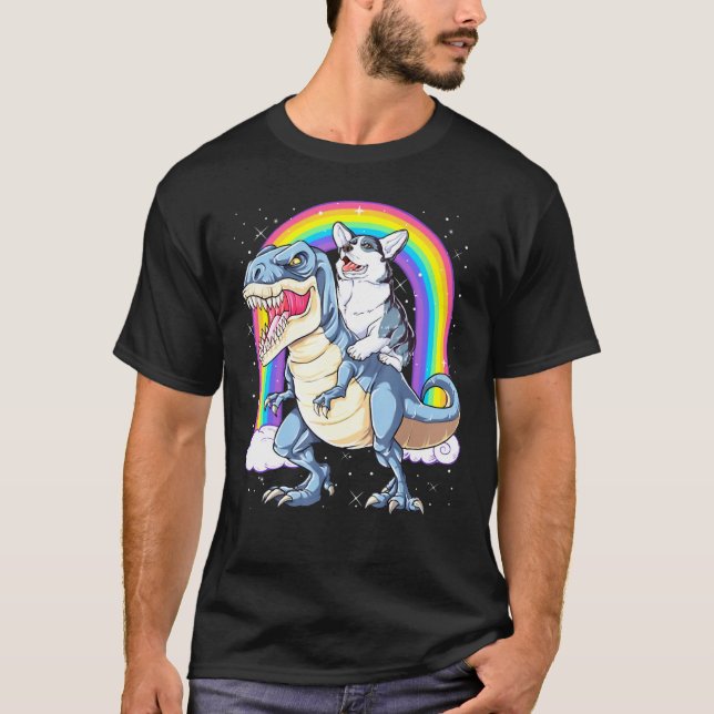 T-shirt Corgi Dinosaur Lgbt Pride (Devant)