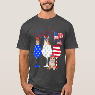 T-shirt Corgi Dog 4th Of July Outfit Red White Wine G