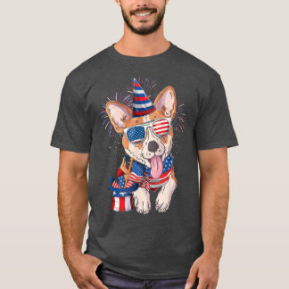 T-shirt Corgi Dog American Flag Dog Lover Costume Funny 4t