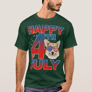 T-shirt Corgi Dog American Flag Glasses Happy 4th Of July 