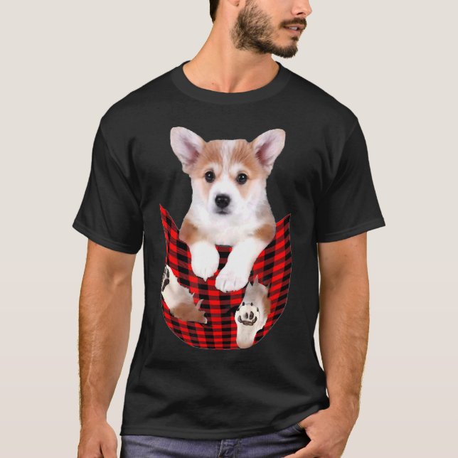 T-shirt Corgi Dog Big In Pocket Idea Dad Mom (Devant)