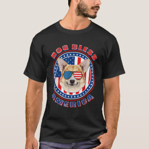 T-shirt Corgi Dog Bless America Drapeau USA Patriotique 4è