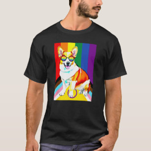 T-shirt Corgi Dog Gay Pride LGBTQ Drapeau Arc-en-ciel et L