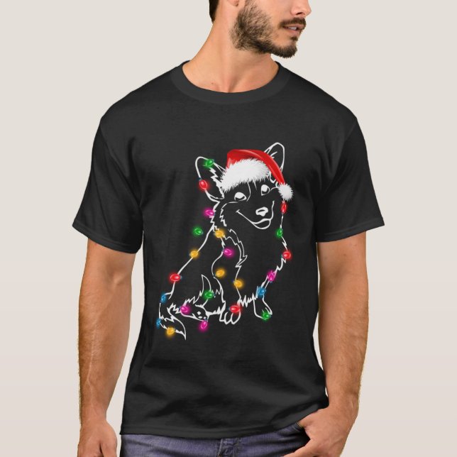 T-shirt Corgi Dog Lights Christmas Matching Family (Devant)