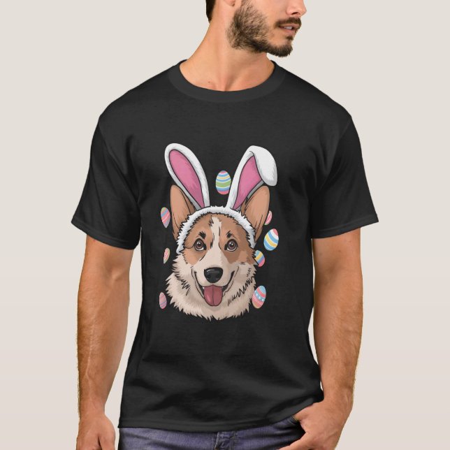 T-shirt Corgi Dog Pâques Lapin (Devant)