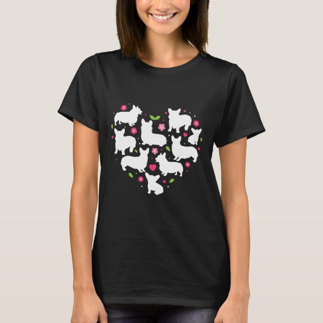 T-shirt Corgi Dog Valentines Day (Devant)