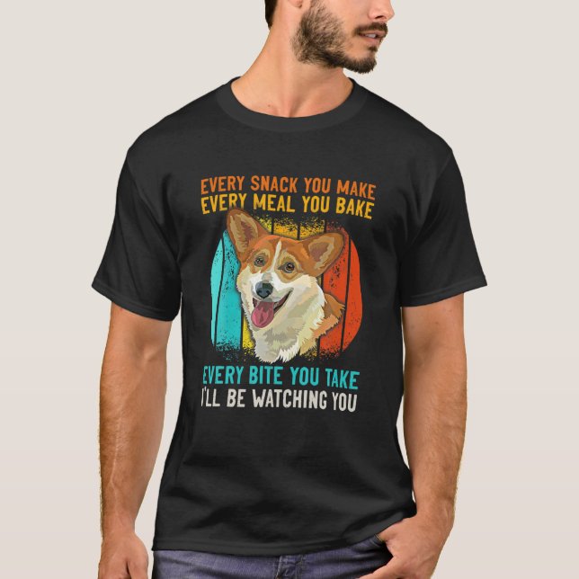 T-shirt Corgi Drôle Rétro Chaque Snack Que Vous Faites Cha (Devant)