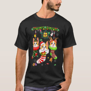T-shirt Corgi en chaussettes Noël Chapeau de Père Noël Xma