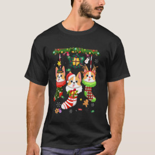 T-shirt Corgi en chaussettes Noël Chapeau de Père Noël Xma