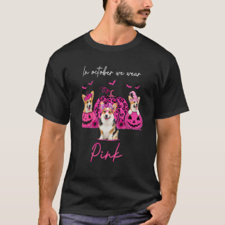 T-shirt Corgi En Octobre Nous Portons Pink Halloween Corgi
