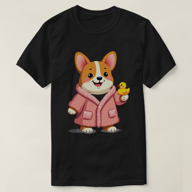 T-shirt Corgi en robe de chambre (Design devant)