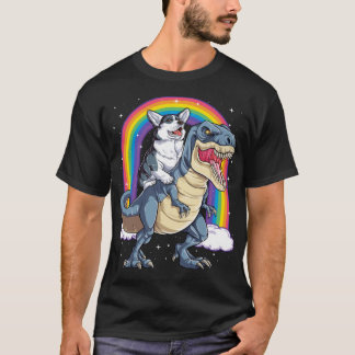 T-shirt Corgi équitation Dinosaur T rex Chemise Funny Rain