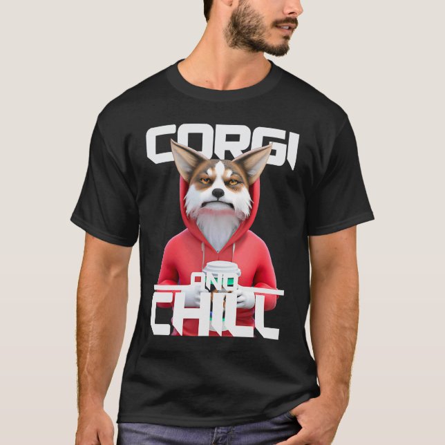 T-shirt Corgi Et Chill Pendant La Pause Café (Devant)