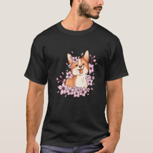 T-shirt Corgi et corgi avec sakura et cerisier en fleurs 3