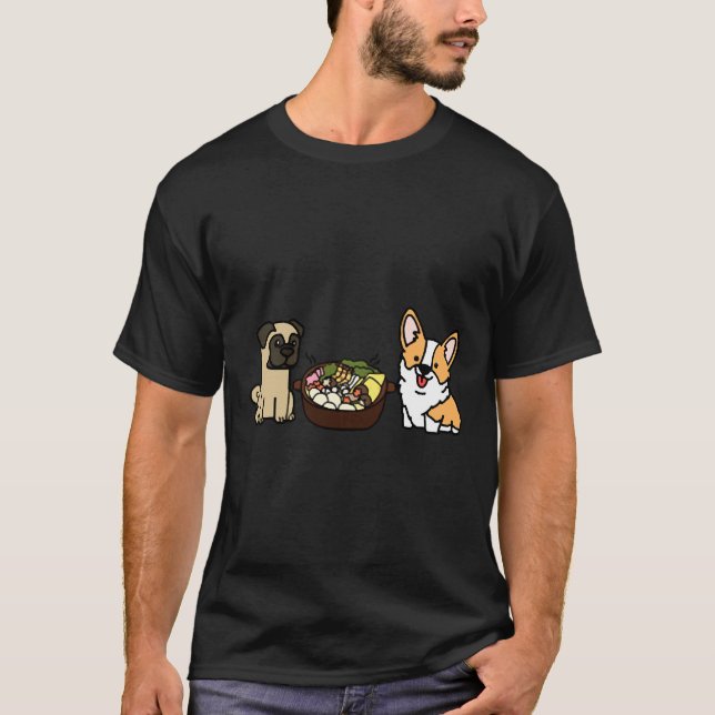 T-shirt Corgi Et Potée Pug (Devant)