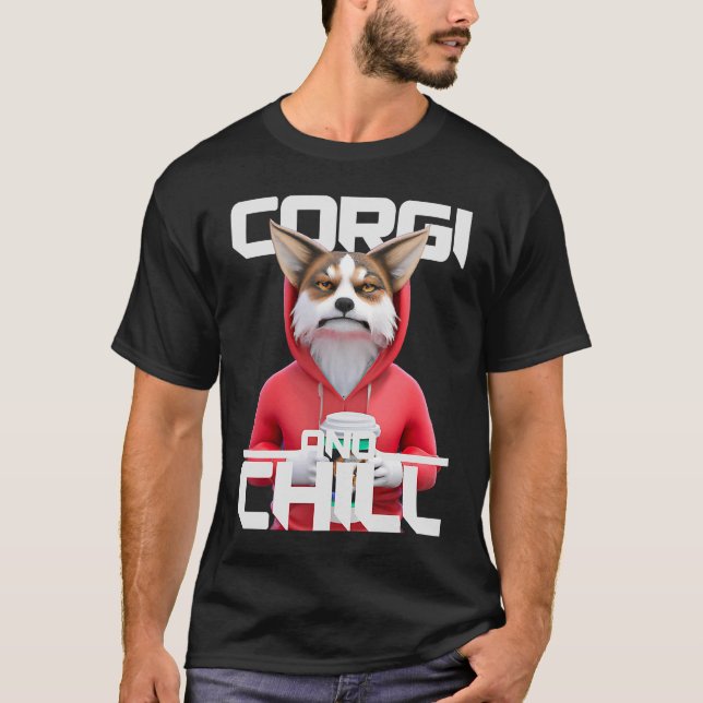 T-shirt Corgi Et Refroidissement Sur La Pause Café (Devant)