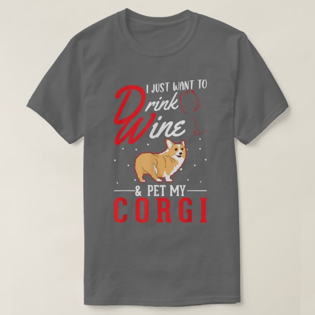 T-shirt Corgi Et Vin (Design devant)
