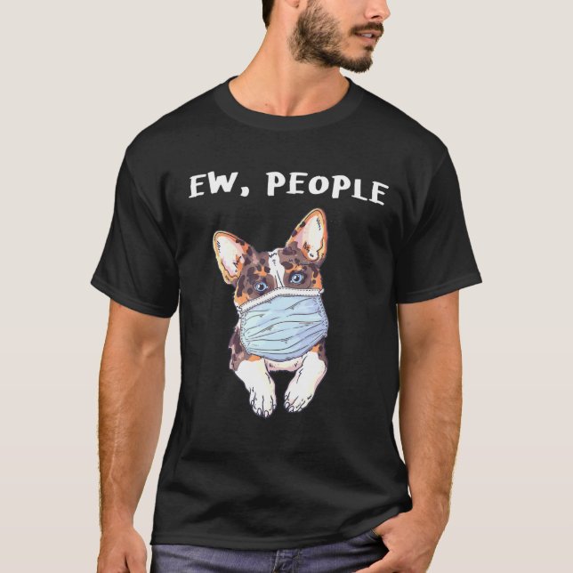 T-shirt Corgi Ew Chien Portant Un Masque Visage (Devant)