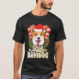 T-shirt Corgi Feliz Navidog Santa Claus Chien Tee de Noël