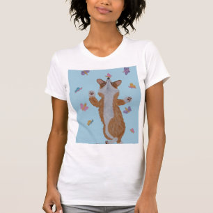 T-shirt Corgi gallois dansant avec des papillons