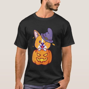 T-shirt Corgi Halloween Costume Citrouille Pour Femmes Hom