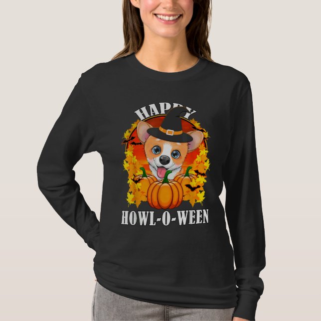 T-shirt Corgi Halloween Pour Chiens 1240 (Devant)