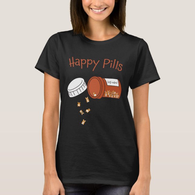 T-shirt Corgi Happy Pills (Devant)