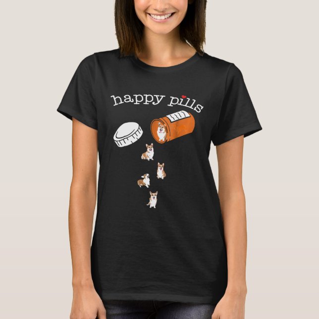 T-shirt Corgi Happy Pills (Devant)