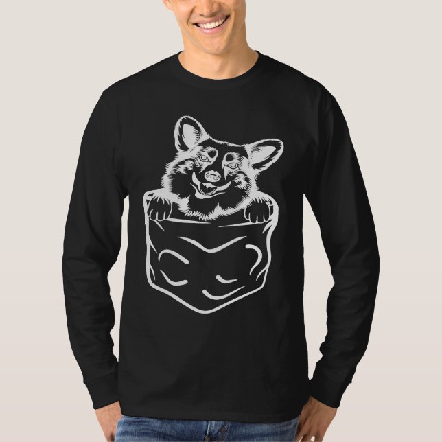 T-shirt Corgi In Pocket  Dog   Ladies Man Dog (Devant)