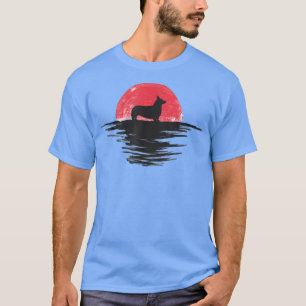 T-shirt Corgi japonais Sunset Retro Chien rouge
