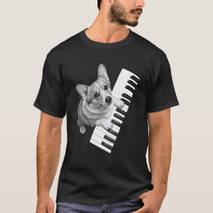T-shirt Corgi Jouant du Piano Amoureux de Chien Pianiste